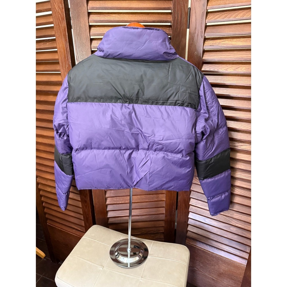 Ace Society Purple Black cropped Puffer Jacket Size Medium - Picture 2 of 6